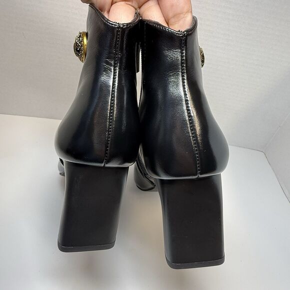 Kurt Geiger London Black Chelsea Square Toe Eagle Head Leather Booties Sz 36/6 - Picture 5 of 9